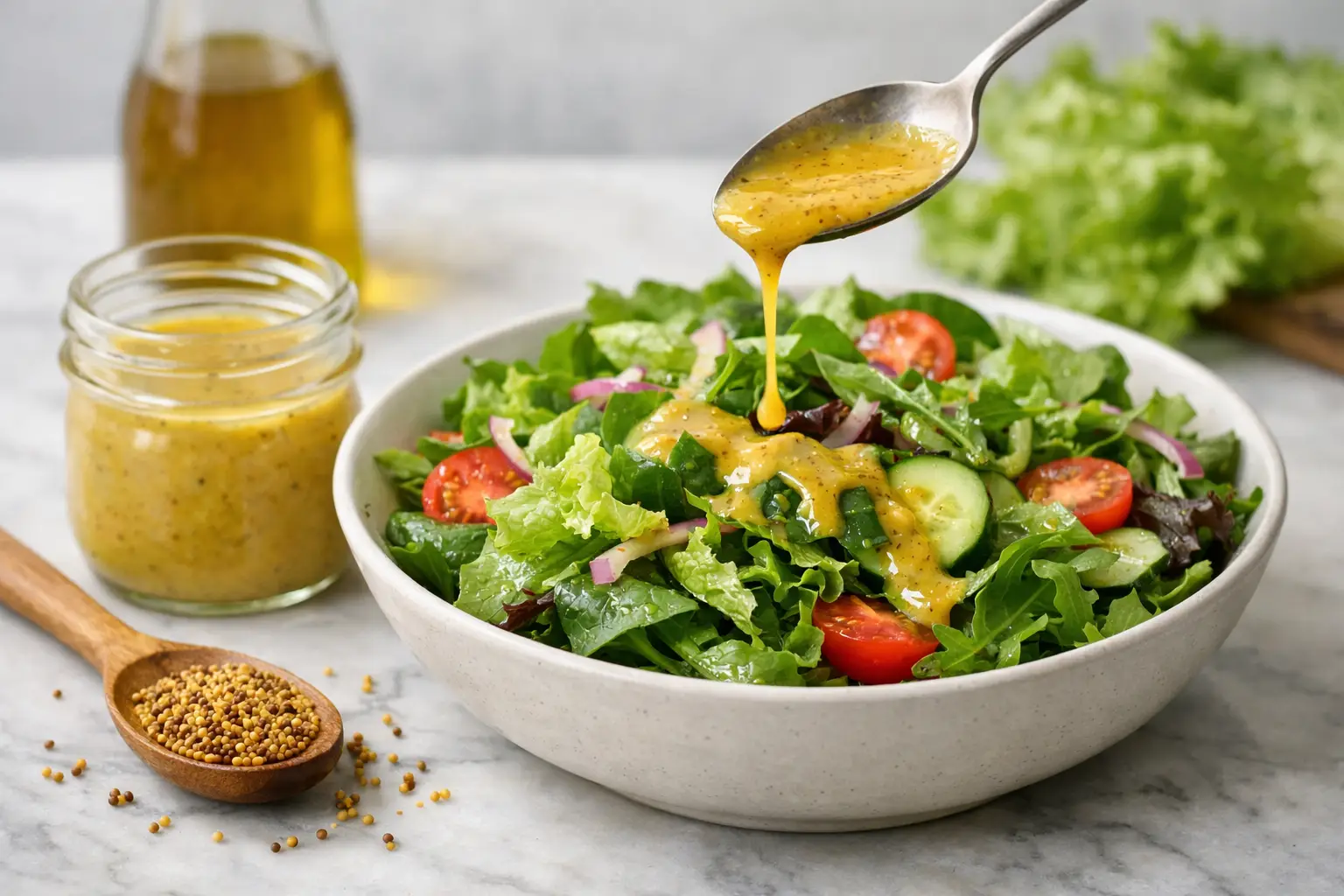 Sennepsdressing til grøn salat med perfekt balance