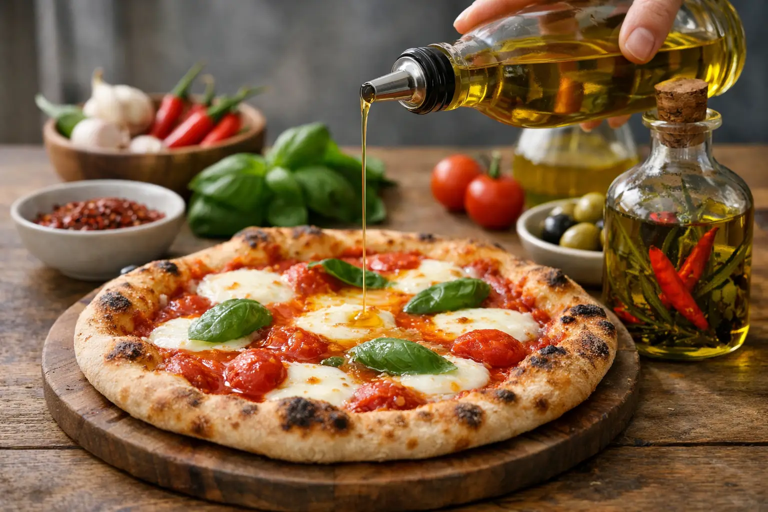 Smagsolie til pizza, der løfter hver bid